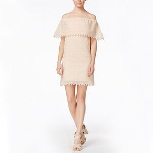 Kensie Blush Eyelet Off Shoulder Dress Small